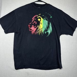 Kraze Apparel Men’s T Shirt 2X Black Lion Rasta Short Sleeve